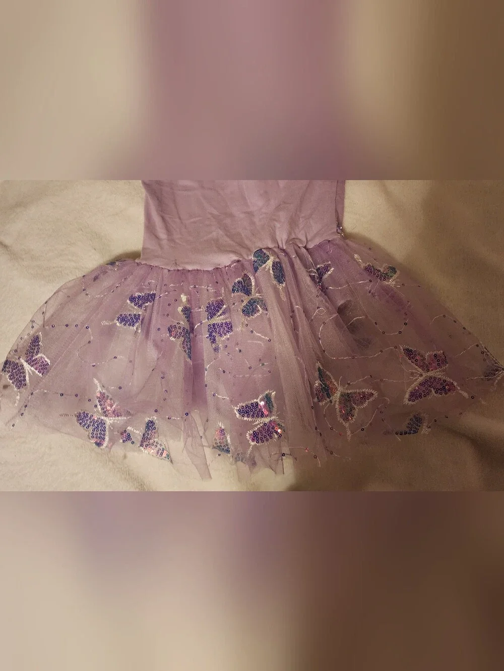 Girls Lavender Purple Sequin Butterfly Tutu Leotard Dress